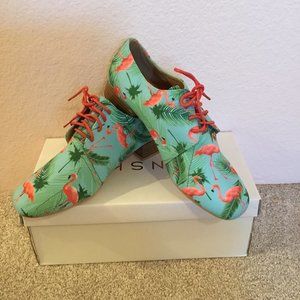 ModCloth NYLA Flamingo Flow Oxford Heel Shoes 7